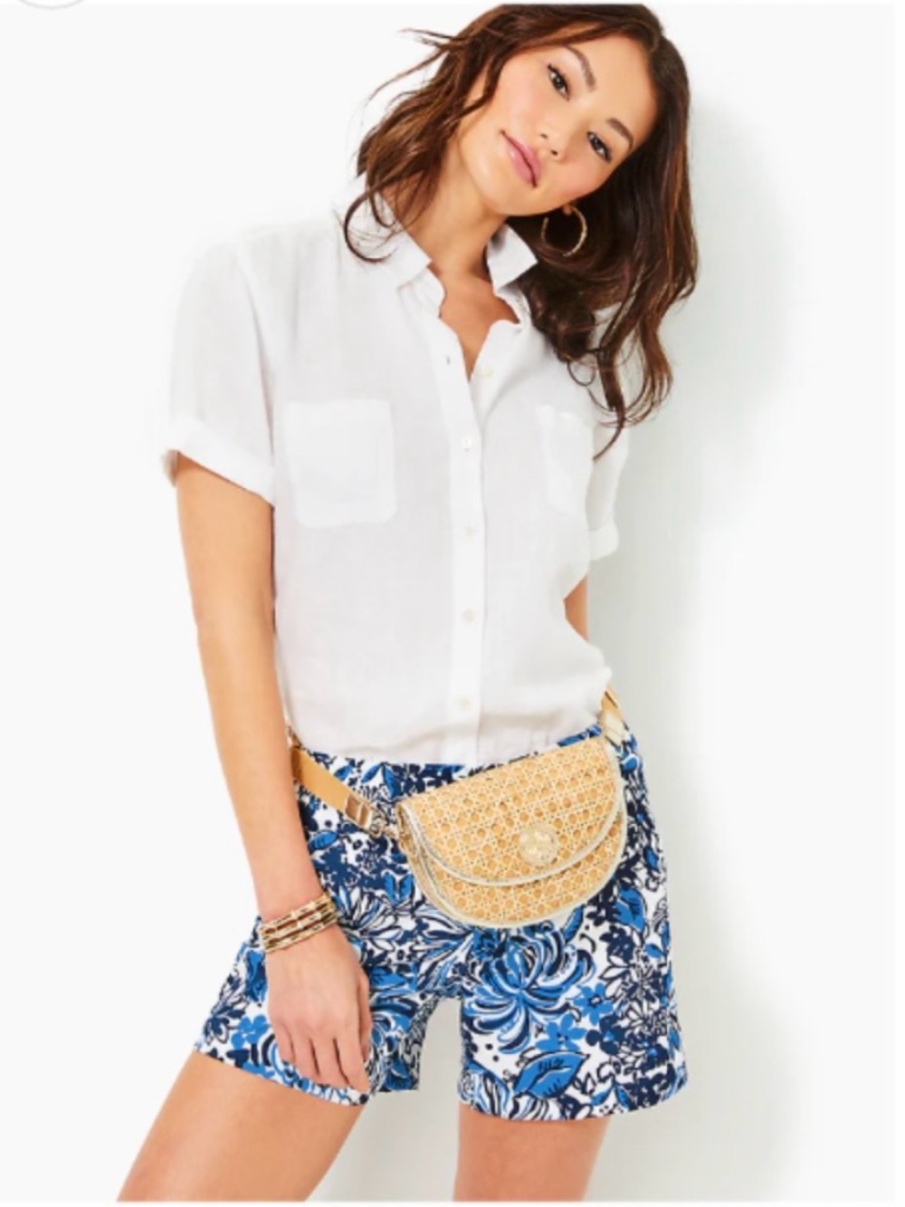 Lilly Pulitzer Camille Cane Belt Bag Natural